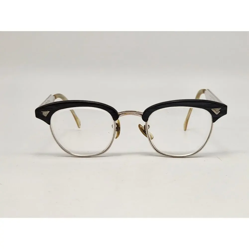 American Optical AO Mens Silver Browline Eyeglass Frame 1/10 12KGF 5 3/4 Vintage